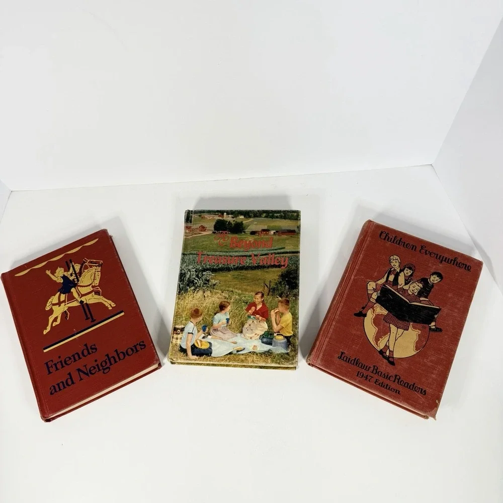 Vintage 1940s–1950s Basic Readers School Books Lot of 3 Hardcover
